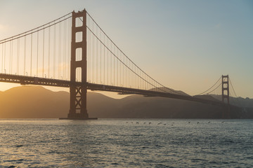 Fototapeta na wymiar Sunset at Golden Gate Bridge San Francisco