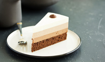 Chocolate cake. selective focus.