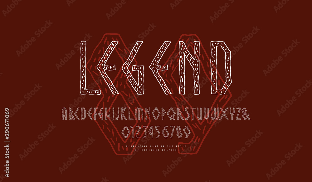 Fototapete decorative hollow sans serif font in the style of handmade graphics