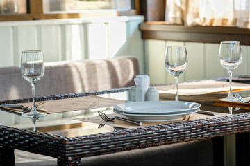 Serpuhov, Russia - August, 22, 2019: Interior of a modern restaurant in a hotel in Serpuhov, Russia