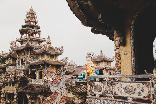 Linh Phuoc Pagoda, also called Ve Chai Pagoda, was built from debris of glass, pottery bowls and porcelain of Da Lat City