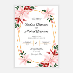 Rustic wedding invitation card with lily flower decoration