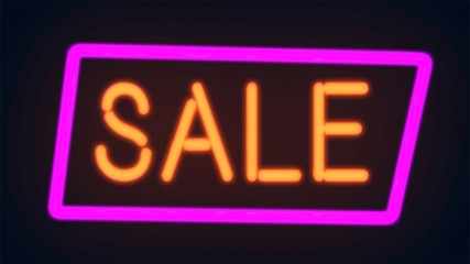 Retro sale neon sign. Super sale minimalistic banner with light effect. Special offer. Big sale.
