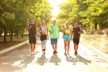 Group of sporty young people outdoors