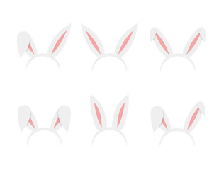Set of easter bunny ears isolated mask on background. Vector illustration.
