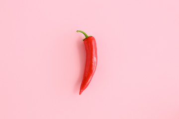 Red chili pepper on color background - obrazy, fototapety, plakaty