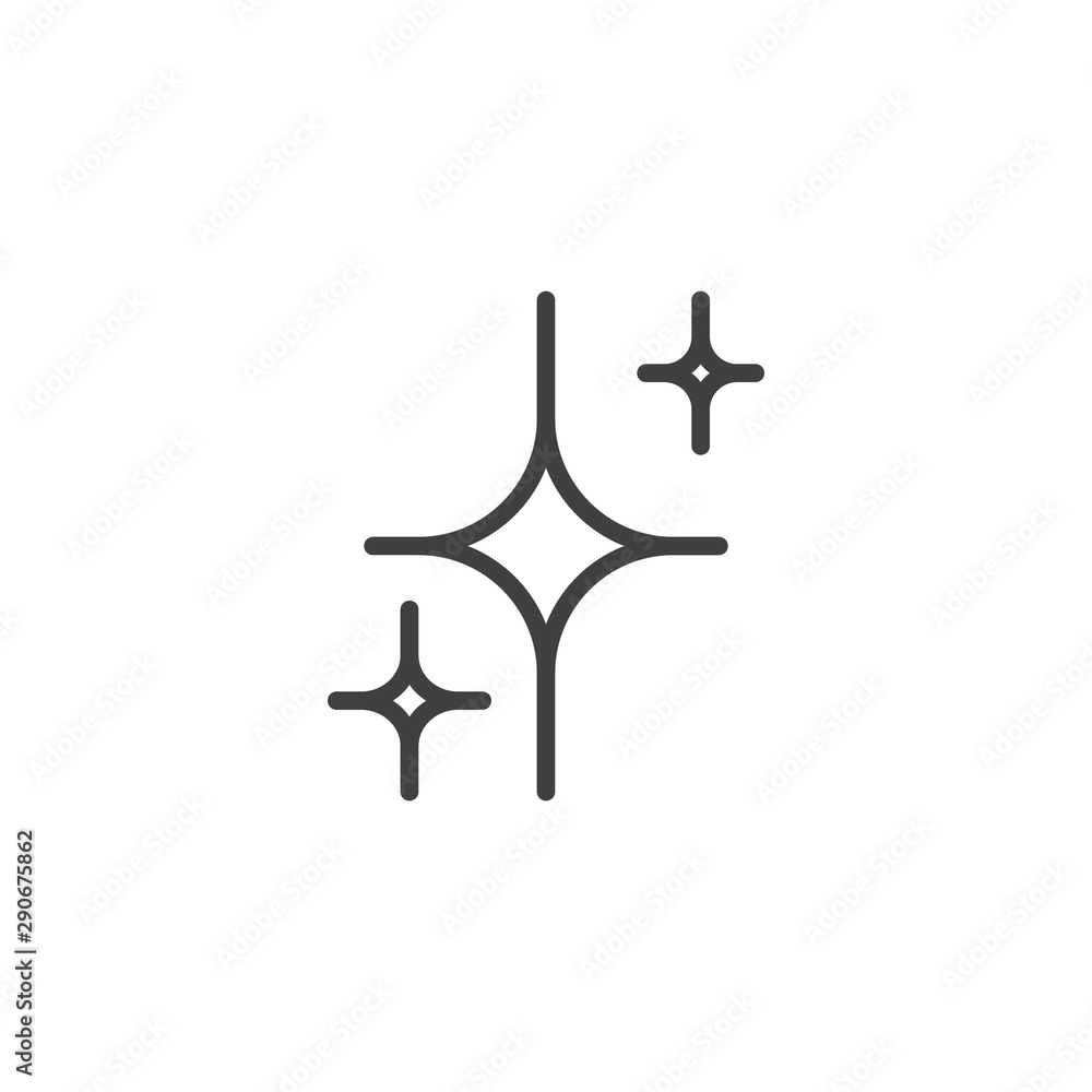 Poster stars twinkle line icon. linear style sign for mobile concept and web design. sparkle star outline v