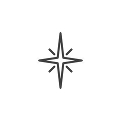 Compass, North star line icon. linear style sign for mobile concept and web design. Wind rose star outline vector icon. Symbol, logo illustration. Vector graphics