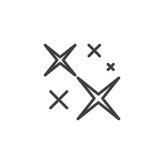Obraz premium Stars twinkle line icon. linear style sign for mobile concept and web design. Sparkle star, flare outline vector icon. Symbol, logo illustration. Vector graphics