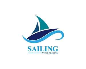 Obraz premium Sailing ship logo template vector icon illustration design