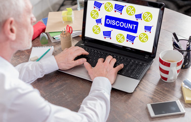 Discount concept on a laptop screen