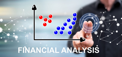 Man touching a financial analysis concept