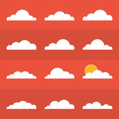 Collection of stylized cloud silhouettes. Set of cloud icons. Vector illustration.