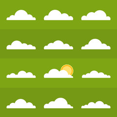 Collection of stylized cloud silhouettes. Set of cloud icons. Vector illustration.