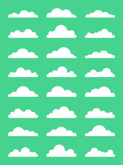 Collection of stylized cloud silhouettes. Set of cloud icons. Vector illustration.