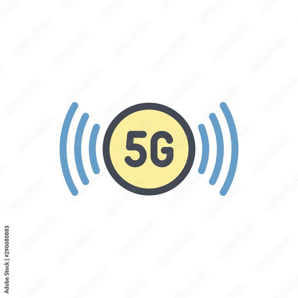 Poster 5g internet connection color line icon. 5g network vector outline colorful sign.
