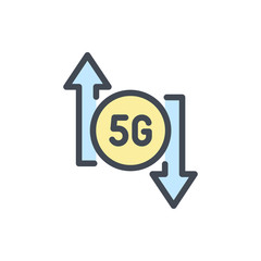 5G synchronization color line icon. 5G network vector outline colorful sign.