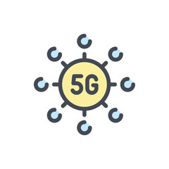 5G network connection color line icon. 5G network vector outline colorful sign.