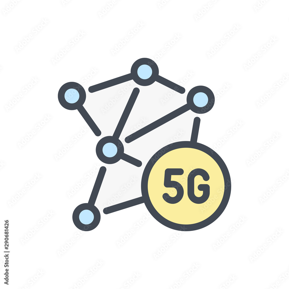 Poster 5g connection color line icon. 5g network vector outline colorful sign.