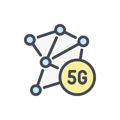 5G connection color line icon. 5G network vector outline colorful sign.