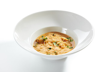 Exquisite Serving Airy Cream Bisque with Seafood