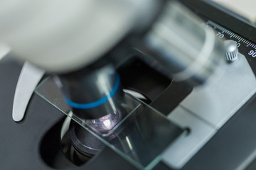 Close up of microscope at the blood laboratory, Concept Science and Technology