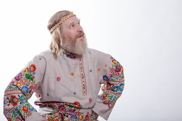 Slavic man in a beautiful national shirt