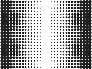Halftone, circles, dots, transition pattern. Vector illustration.