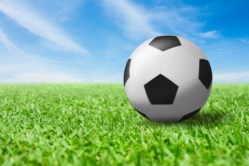 Fototapeta premium Soccer ball on grass background