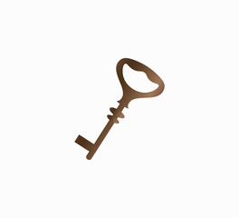 Key icon. Vector illustration, flat design - stylish gradient brown print. Security, unlock, key for door lock. Vintage key close-up