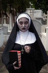 Rendering of a ghost nun or demon in the Churchyard.