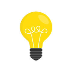 Light bulb icon over white background. Idea concept. Flat cartoon style. Vector illustration.