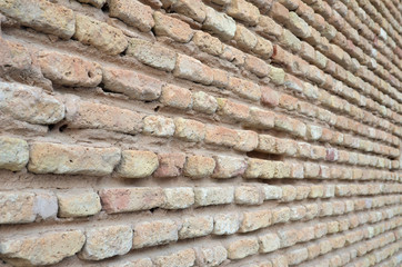 Close-up of the ancient brick wall in the Mosque of Uqba