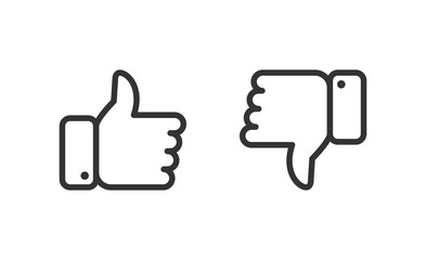 Like and dislike icons set. Thumbs up and thumbs down. Vector illustration.