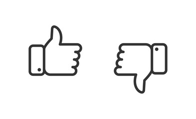 Like and dislike icons set. Thumbs up and thumbs down. Vector illustration.