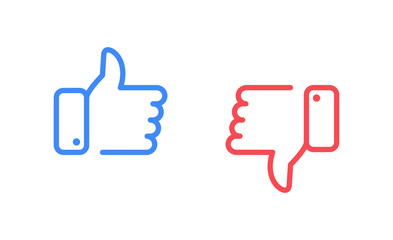 Fototapeta premium Like and dislike icons set. Thumbs up and thumbs down. Vector illustration.