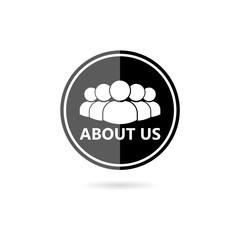 Word About us icon on white background 