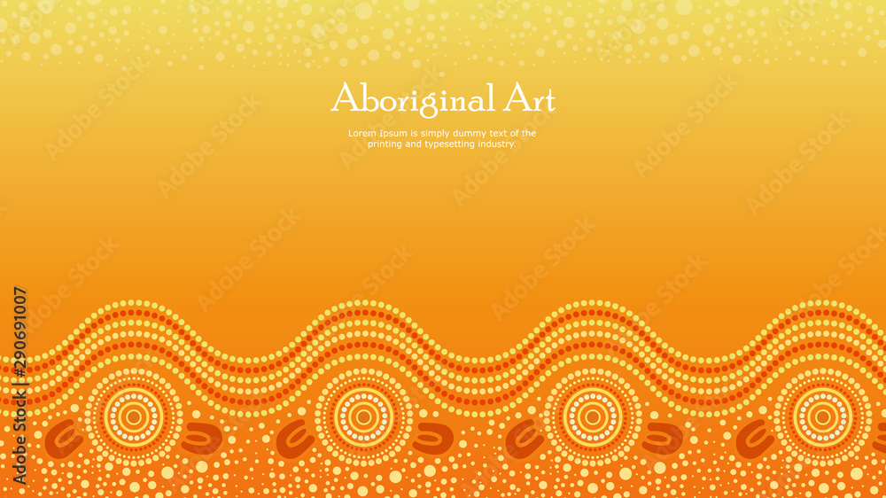 Wall mural aboriginal dot art vector banner with text. - Wall murals