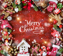 Beautiful Christmas frame with Christmas decorations. - 290692483