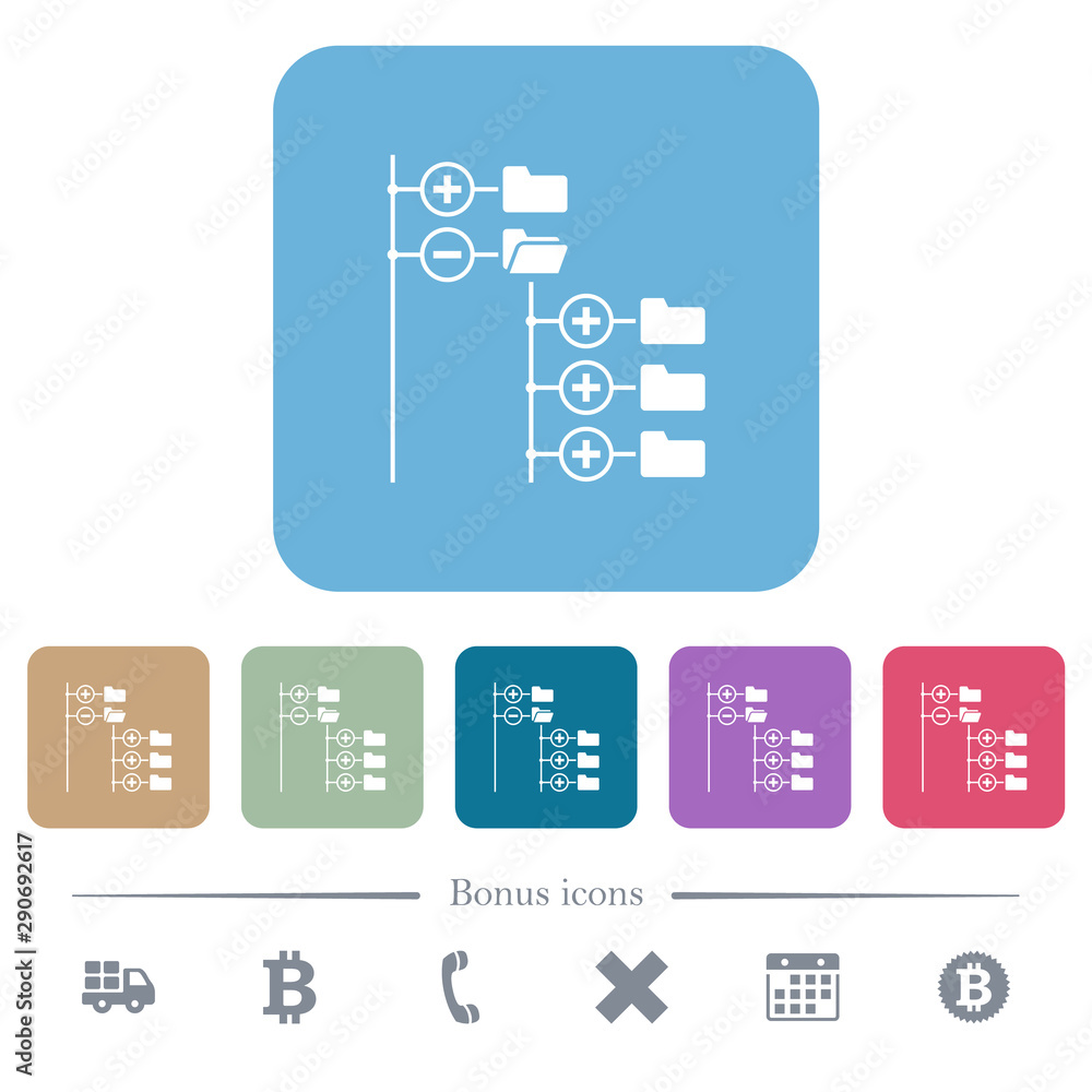 Poster directory browser flat icons on color rounded square backgrounds