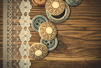 vintage button and lace tape