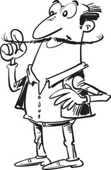 Cute cartoon charactor with long mustache.