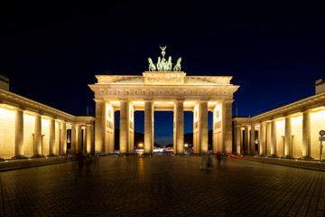 illuminated Brandenburg Gate at night