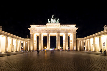 illuminated Brandenburg Gate at night