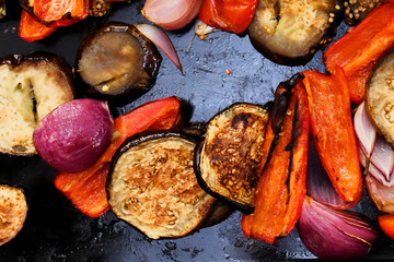 vegetables on a black background