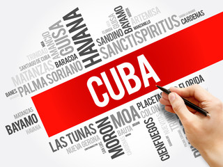 List of cities and towns in Cuba, word cloud