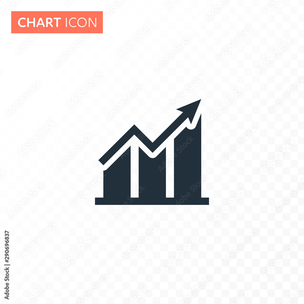 Poster vector flat bar with arrow chart diagram icon illustration. simple black color icon isolated on whit