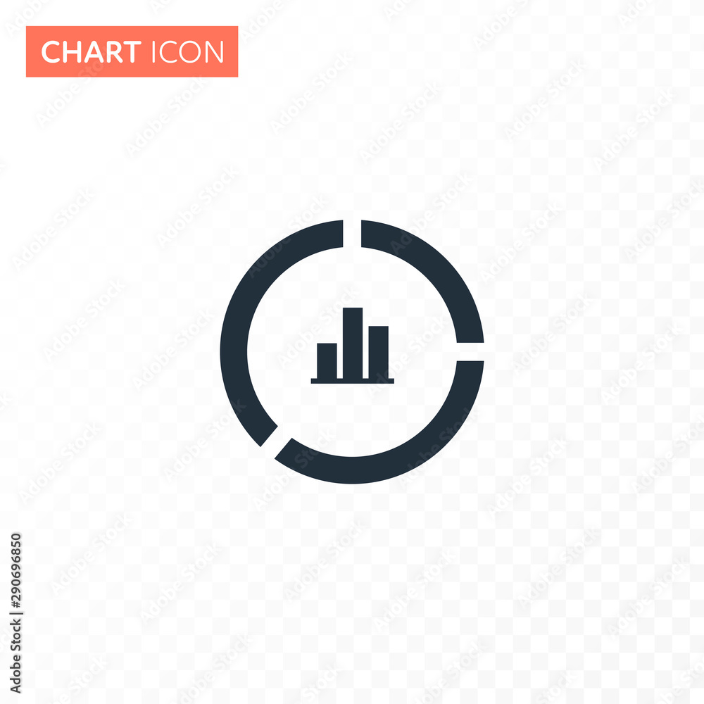 Poster vector flat pie with column chart diagram illustration. simple black color icon isolated on white to