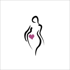 Naklejka na ściany i meble shape of a pregnant woman logo illustration