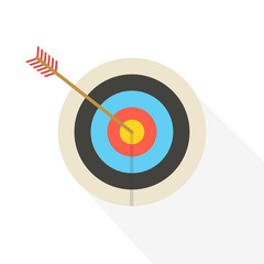 Arrow hitting target. Business concept. Vector illustration.